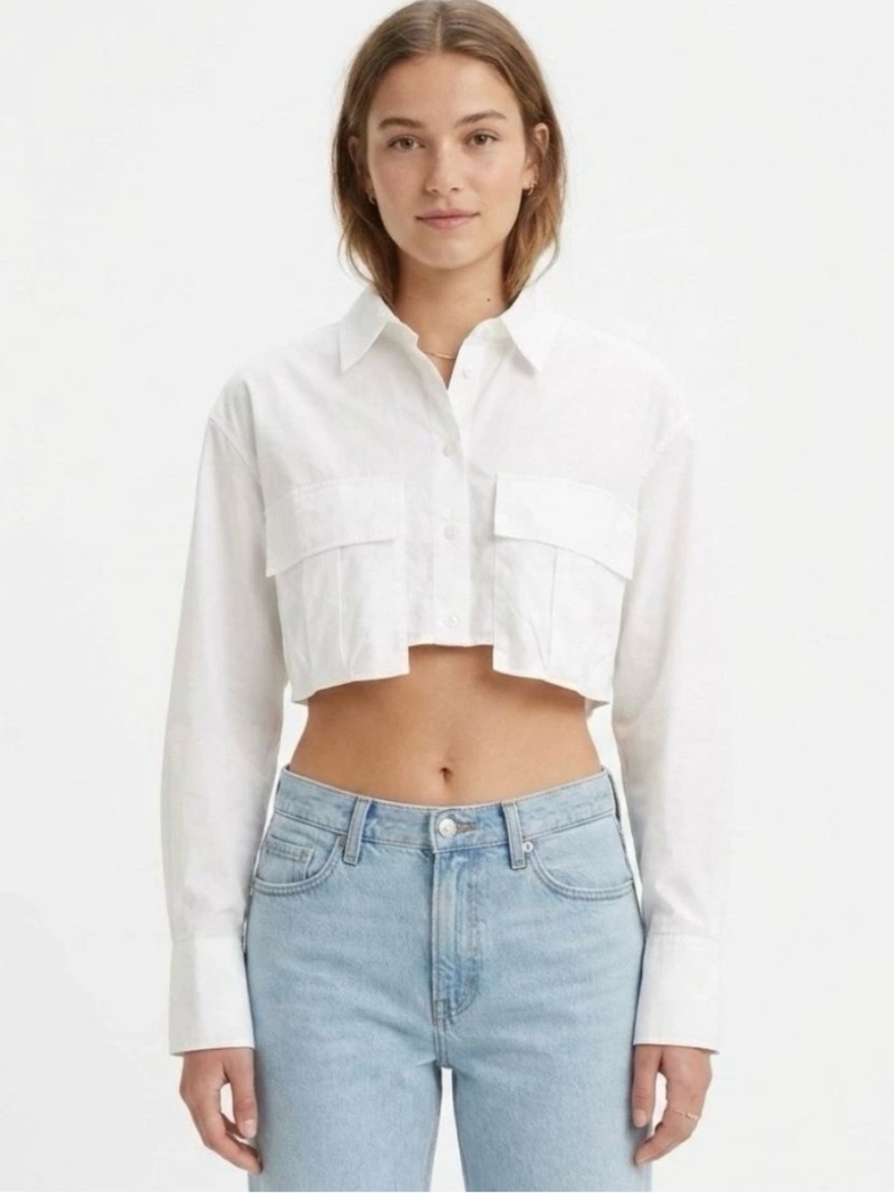 Zara Cropped Cargo Pocket Shirt